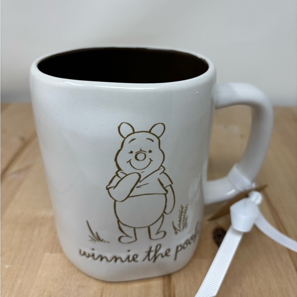 Rae Dunn Disney WINNIE THE POOH Mug Off White Double Sided Brown Interior New